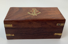 Vintage Nautical Wood Brass Inlay Box Brass Pocket Telescope Nautical Maritime