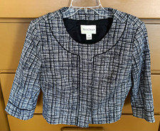 White House Black Market Women  s Black/White 3/4 Length Sleeve Jacket Size 10
