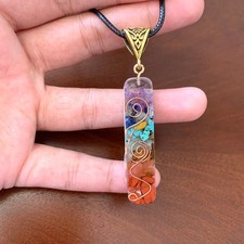 Chakra Healing Crystal Pendant with Copper Spiral & Gold Accent Bail