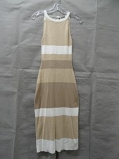 Lulus Dress Womens Medium Beige Stripe Knit Halter Bodycon Sweater Midi WD304L