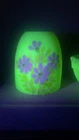 Fenton Hand Painted Uranium Glass Fairy Lamp Signed Glows UV. Read Description.
