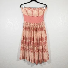 Plenty By Tracy Reece Pink Floral Silk Strapless Dress Size 4