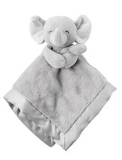NWT Carters Gray Elephant Plush Baby Blanket Toy Satin Trim Back Lovey Brand New