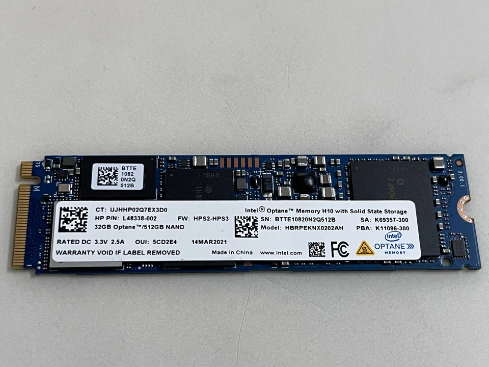 Intel Optane Memory H10 HBRPEKNX0202A 512GB+32GB NAND M.2 2280 Solid State Drive - Image 2 of 4