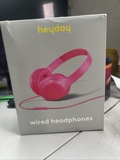 Heyday Wired Headphones Pink 3.5mm Jack Built-in Microphone Headband Over Ear