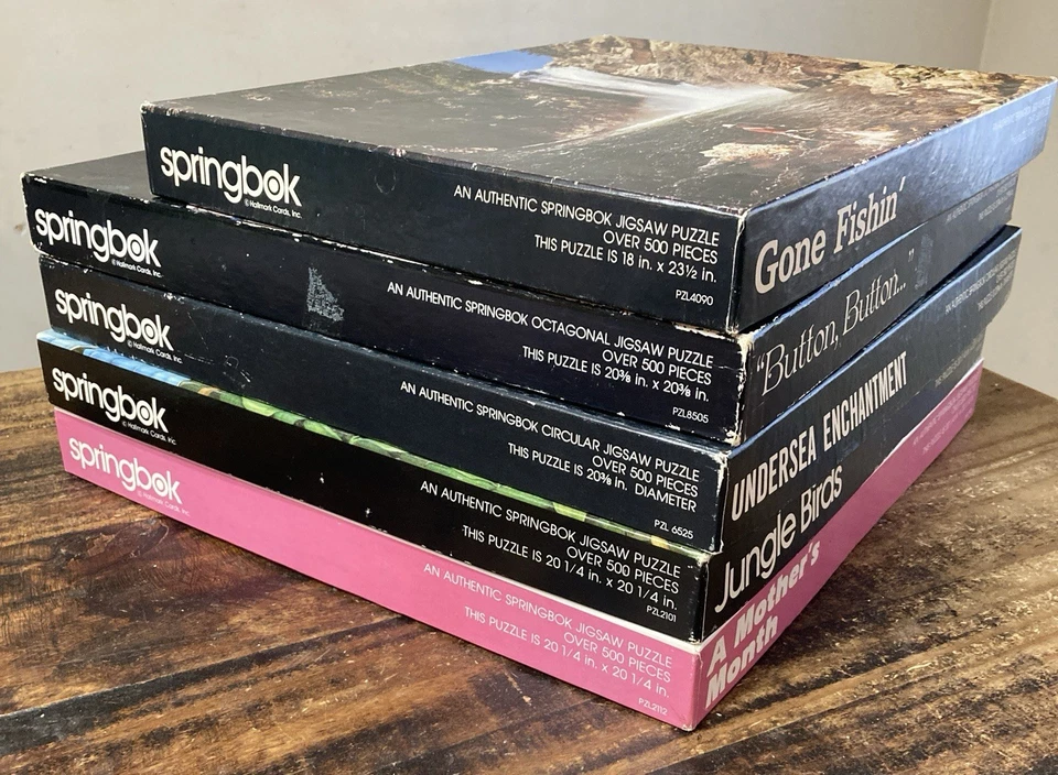 Lot of 5 Vintage 500+ Piece 1970s 1980s Springbok Puzzles - Circular - Octagonal - Image 3 of 4