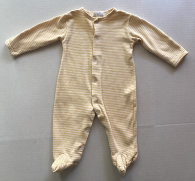 Kissy Kissy  0-3 Months Yellow & White Striped Pima Cotton Baby Footie