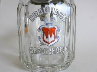 Bierkrug Glas Zinndeckel Brauhaus Gerolzhofen Bayern 9/20 L 15 5 cm