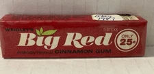 Vintage Wrigley's 1987 BIG RED Chewing Gum 5 Sticks 25 Cents--NOS--Sealed