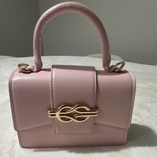 Melie Bianco Pink Small Top Handle Bag w/ Detachable Strap Gold Hardware