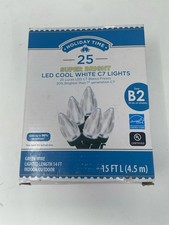 Holiday Time 25 LED Cool White C7 Super Bright Lights Indoor Outdoor 15 FT