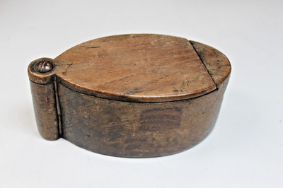 Primitive Hand-Carved Walnut Trinket Box with Sliding Lid