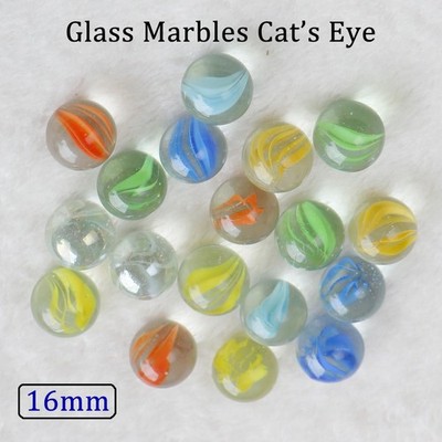 Glass Marbles Cat s Eye 16mm Vintage Coloured Classic Kids Toy Game Retro Craft