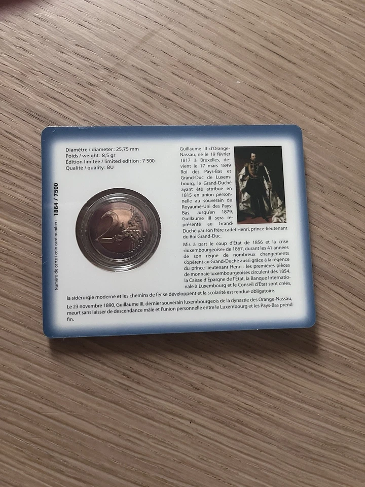 2 Euro Luxemburg 2017 – Wilhelm III. von Oranien-Nassau BU Coincard – BCL - Bild 2 von 2