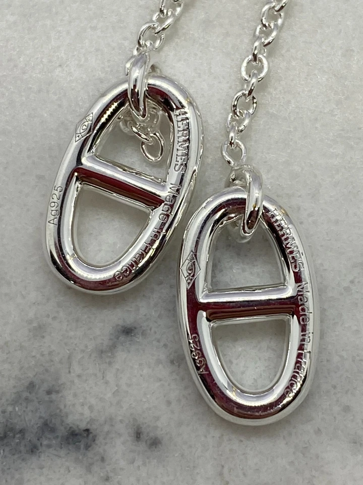 Auth HERMES Silver Tone Pendant Earrings - Pre owned / LW5748 - Image 2 of 4