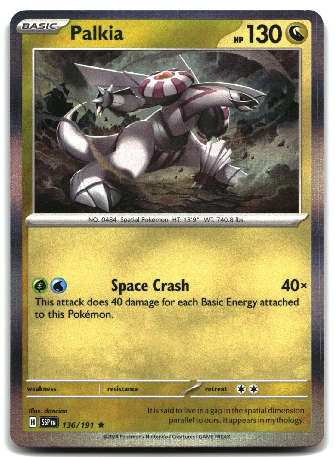 Pokemon Palkia HOLO Rare SV08: Surging Sparks 136/191 LP