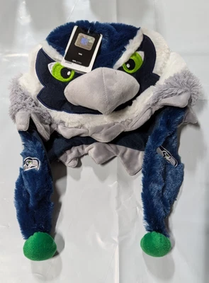 Seattle Seahawks Team Logo - Mascot Dangle Hat - NEW soft plush - BLITZ - Image 1 of 2