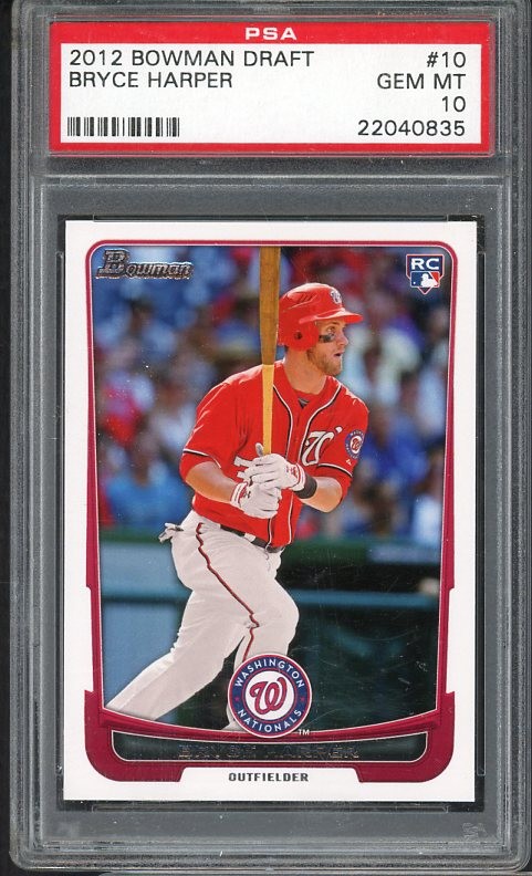 2012 BOWMAN DRAFT # 10 BRYCE HARPER NATIONALS PSA 10 GEM MINT 537937