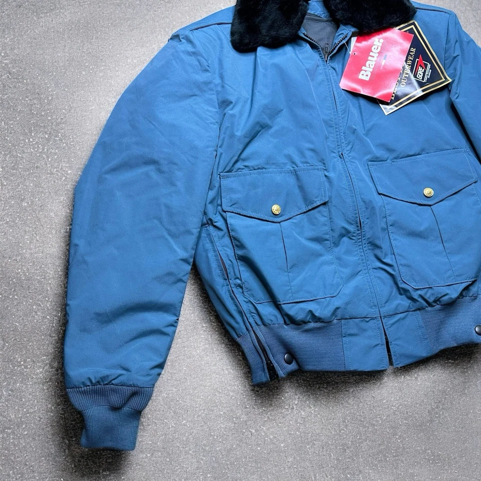 Blauer GTX Lightweight Bomber Jacket Small Blue Gore-Tex Vintage USA NWT Police - Image 3 of 4