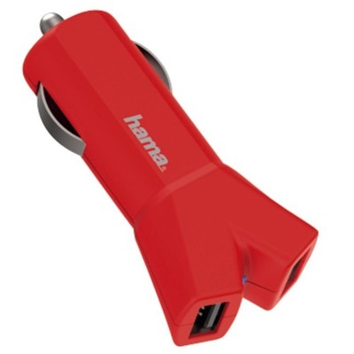 Hama 3,4A 2-Port USB Auto Schnell-Ladegerät Kfz Adapter für Tablet PC iPad Rot