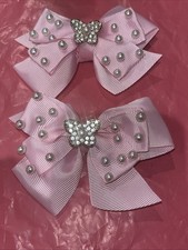 Butterfly Pink Pearls Hair Bows Alligator Clips Hair Accessories for Girls
