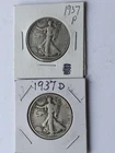 1937 P & D Walking Liberty half dollar, 90% **SILVER**  50C coin
