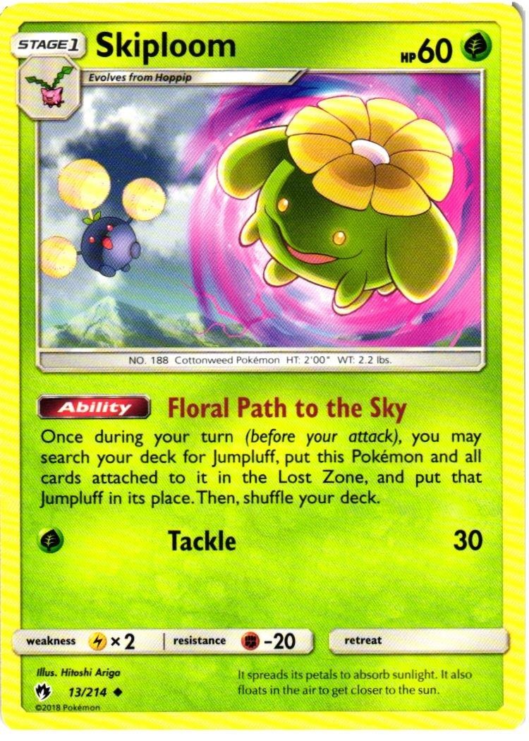 Skiploom 13/214 Uncommon Lost Thunder Pokemon Near Mint