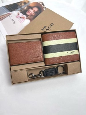 COACH MEN'S 3 IN 1 WALLET BOXED GIFT SET IN SIGNATURE CANVAS Black