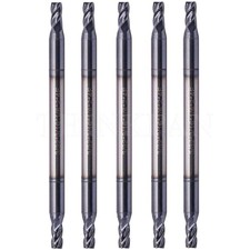 5Pcs 4 Flute Carbide 3/32"x1/8"x3/16"x2" End Mills - Double End - AlTiN Coated