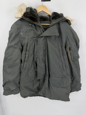 Vintage Type N-3B Extreme Cold Weather Parka Jacket Wool Fur Hood Men s Medium