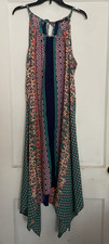 MLLE GABRIELLE Multicolor Geometric Rayon Maxi Sundress Sleeveless Size L