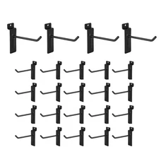 24-Pack 4 inch Heavy Duty Black Slatwall Panel Hooks for Retail Garage