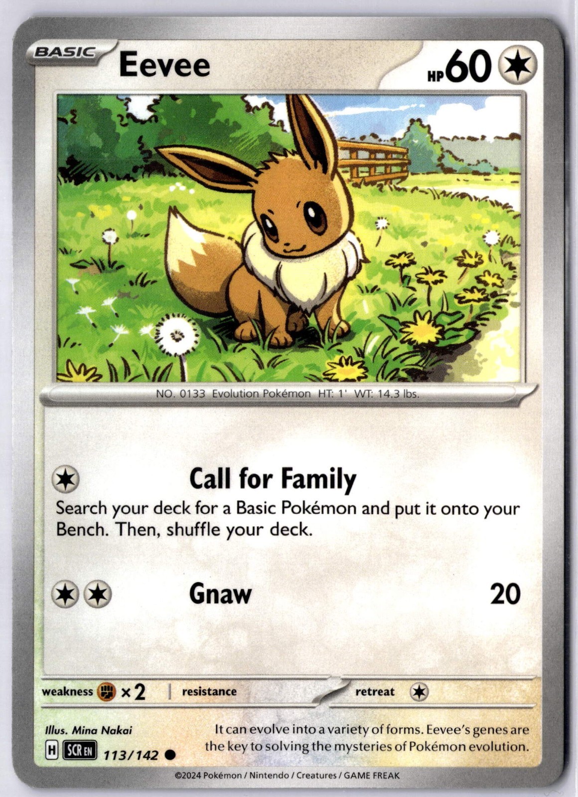 Eevee 113/142 Regular Common - SV07: Stellar Crown - Pokemon TCG Card NM