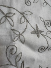POTTERY BARN LINEN CREWEL EMBROIDERED IVORY GRAY EURO PILLOW SHAM NEW