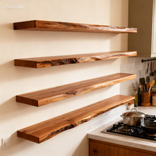 Scaffali in legno rustico bordo vivo ripiani in legno rovere per cucina arredamento casale