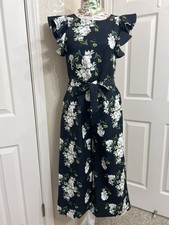 Gb girl Floral Ruffle Jumpsuit size 14 with side pockets