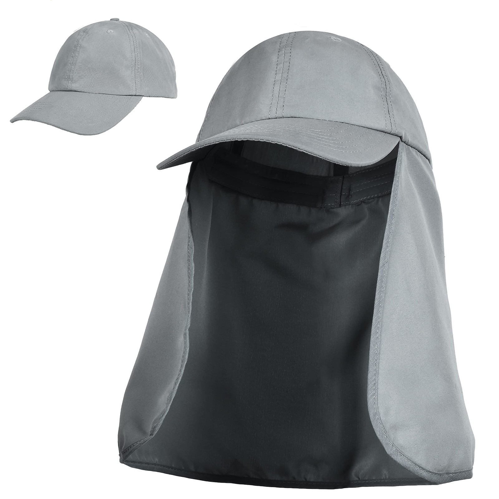 UPF 50+ Flap Cap for Fishing Safari Outdoor Sun Protection Grey  