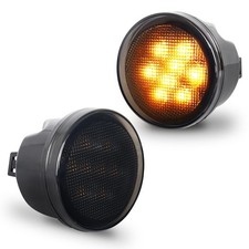JK Turn Signal Lights, Smoke Lens Amber LED Front Parking Lights Honycomb LED...