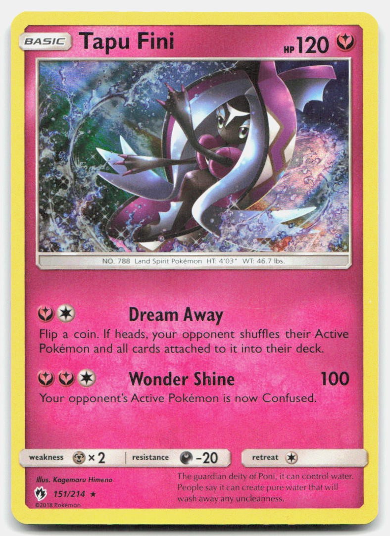 Lost Thunder Tapu Fini 151/214 NM Holo Pokemon Rare Tcg Card