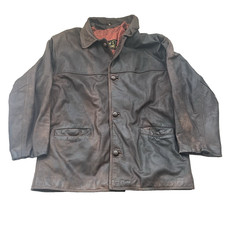 Real Leather Jacket Men's Dark Brown Size L Button Made in England