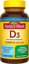 Nature Made Vitamin D3 10000 IU Max Strength Bone Immune Support 60 Softgels