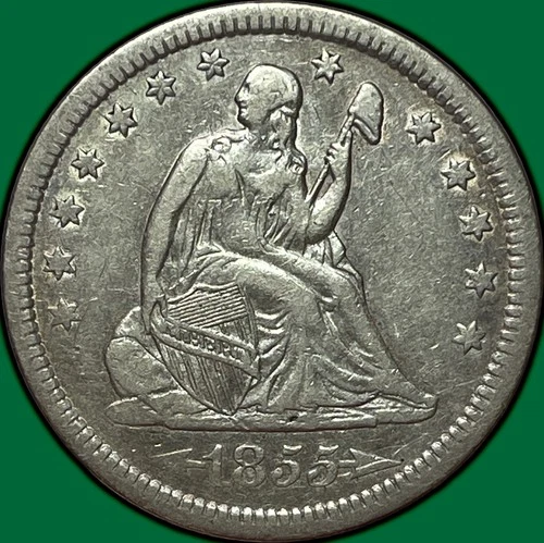 1855 Arrows Seated Liberty Quarter Choice Extremely Fine XF+ Coin #32433