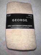 GEORGE GIRLS HEAVYWEIGHT BEIGE COTTON TIGHTS SIZE 4-6 NEW