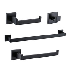 TURS 4-Piece Bathroom Hardware Set Black Towel Bar 23.6 Inch,