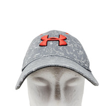 Under Armour Hat Cap Baseball Fitted Youth Small Medium Gray Camo Red Logo Boys