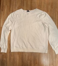 Talbots Petite White/Ivory Sweater LP Long Sleeve Knit Pullover Classic Soft