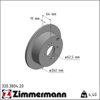 2X Zimmermann 320.3804.20 Bremsscheibe FüR Hyundai KIA I20 Accent Getz RIO PB