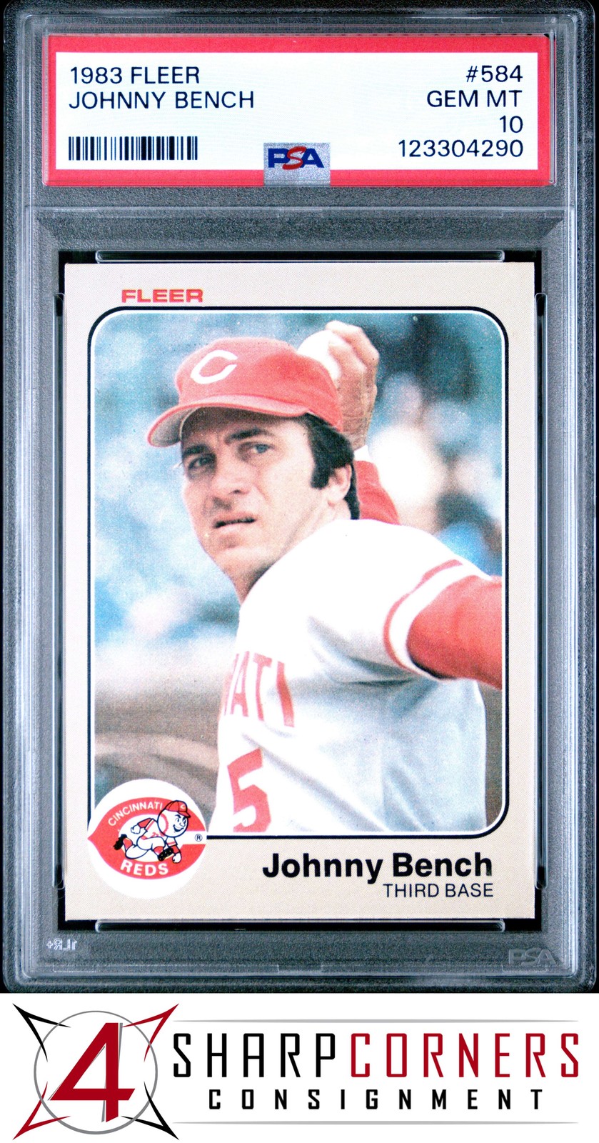 1983 FLEER #584 JOHNNY BENCH REDS HOF PSA 10