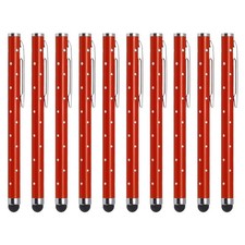 10pcs Glitter Stylus Pens for Touch Screens Metal Capacitive Pen, Red