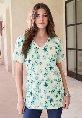 Roaman's Women's Plus Size Cotton Ultimate V-Neck Tee